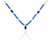 Collier Attila Acier Doré Lapis Lazuli Agate