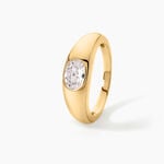 Bague Sunset Riviera Argent Dor&eacute; A L'Or 750/1000 Oxyde De Zirconium - Bagues solitaires Femme | Histoire d&rsquo;Or