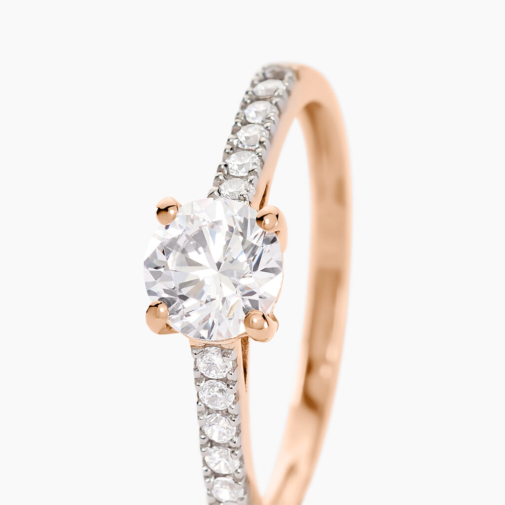Bague Solitaire Manon Or Rose Oxyde De Zirconium - Bagues solitaires Femme | Histoire d’Or
