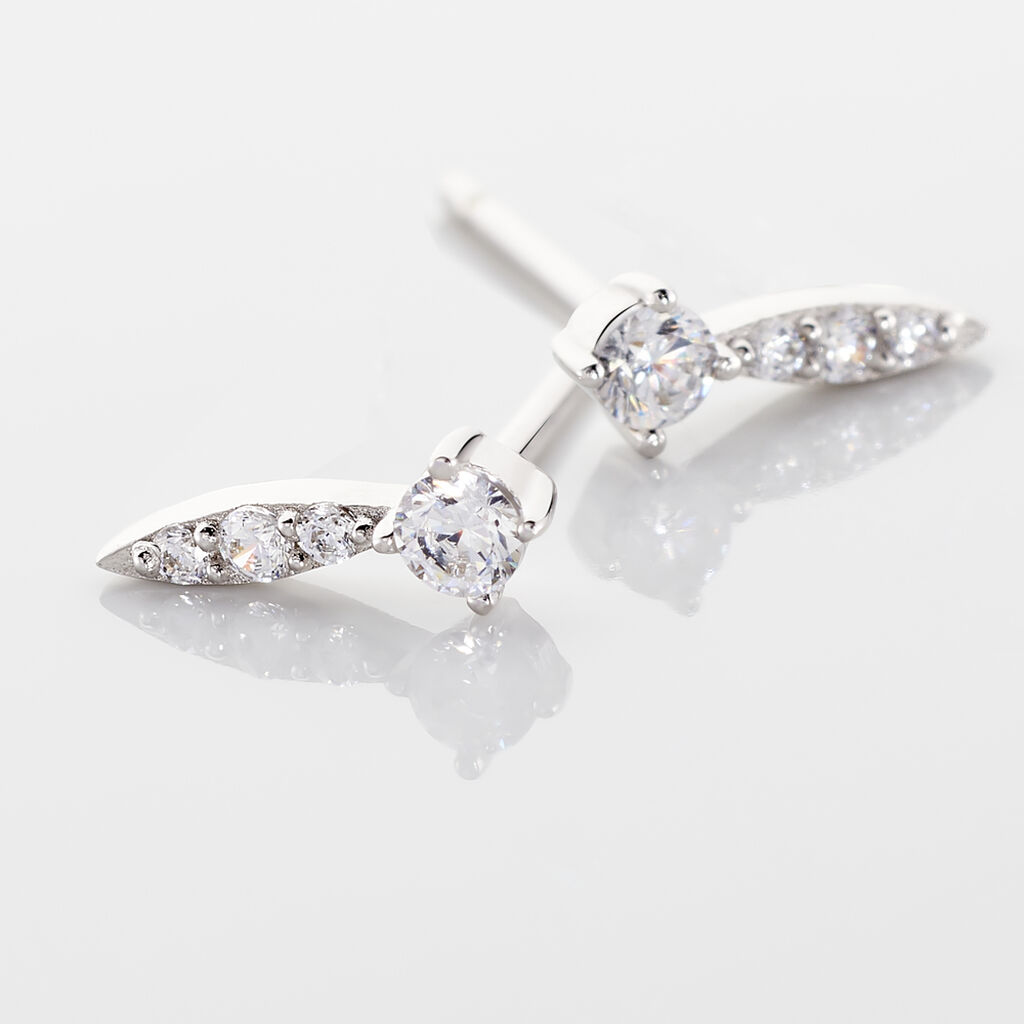 Boucles D'oreilles Puces Bormana Argent Blanc Oxyde De Zirconium - Boucles d'oreilles fantaisie Femme | Histoire d&rsquo;Or