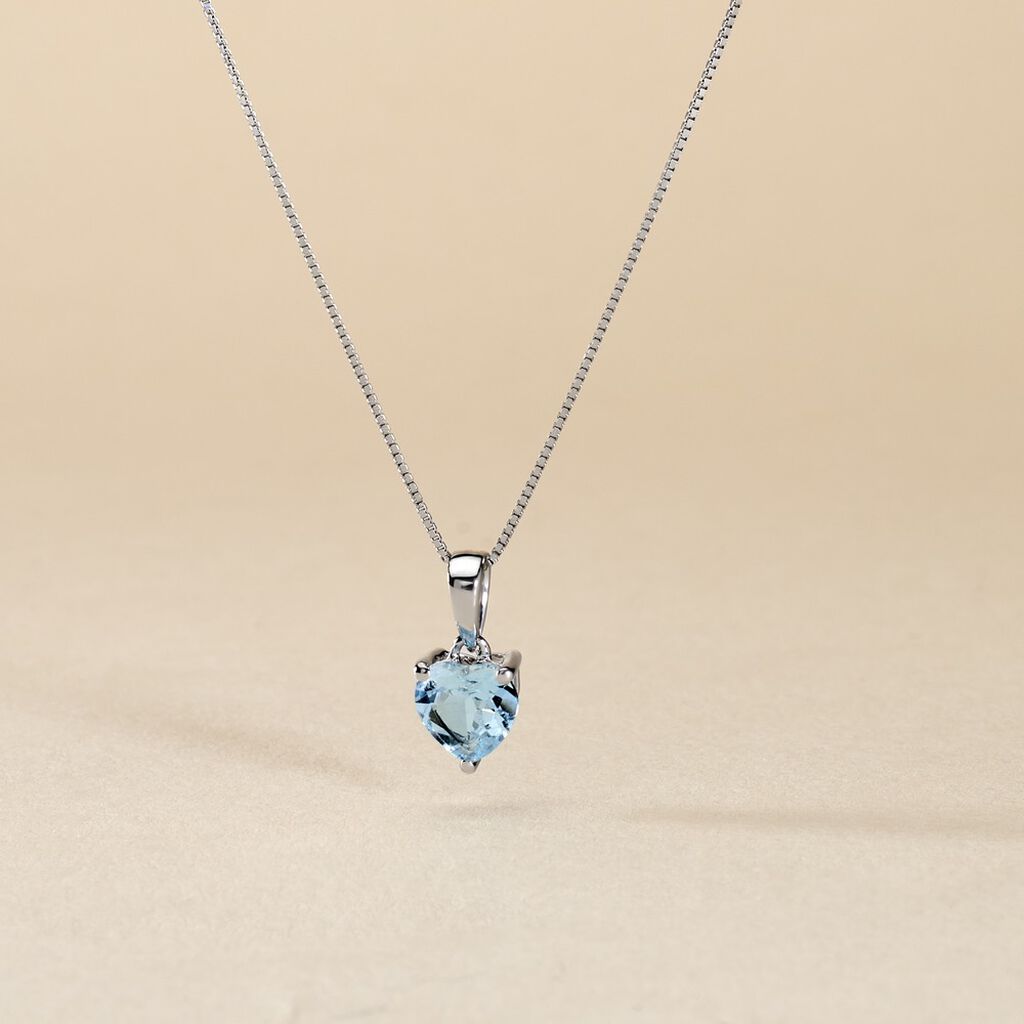 Pendentif Miyah Or Blanc Topaze - Pendentifs Coeur Femme | Histoire d’Or