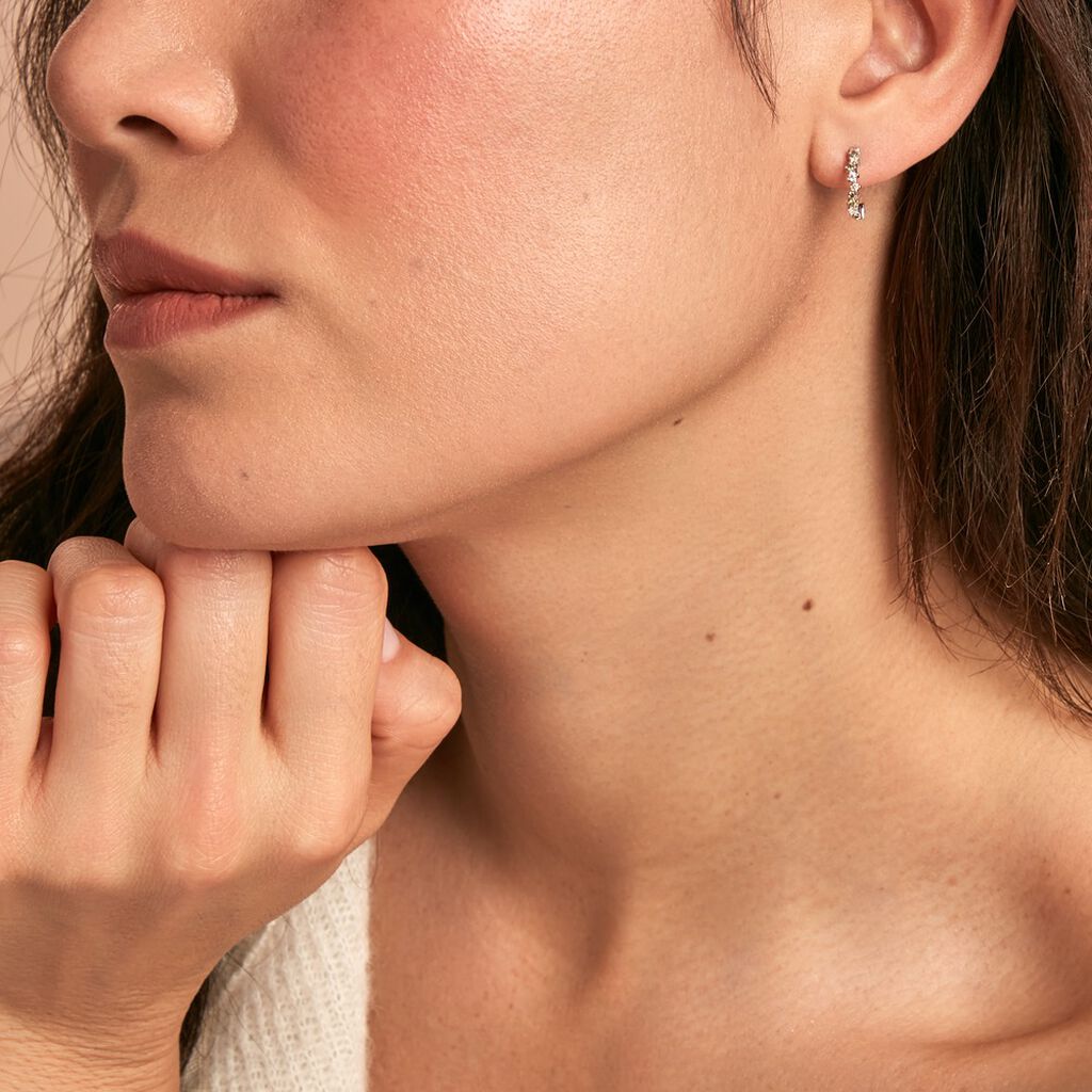 Créoles Indy Argent Blanc Oxyde De Zirconium - Boucles d'oreilles créoles Femme | Histoire d’Or