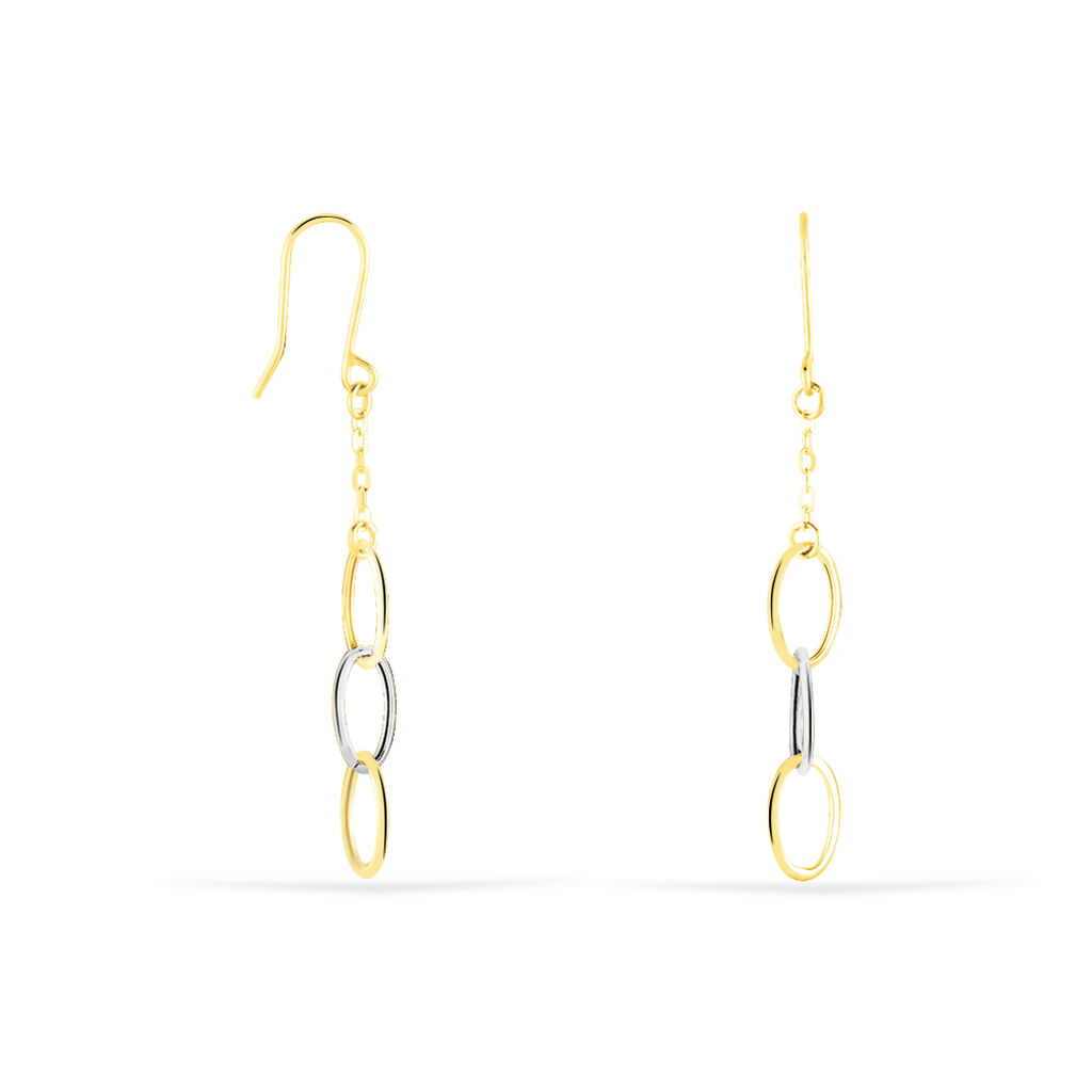 Boucles D'oreilles Pendantes Lucette Or Bicolore - Boucles d'oreilles pendantes Femme | Histoire d’Or