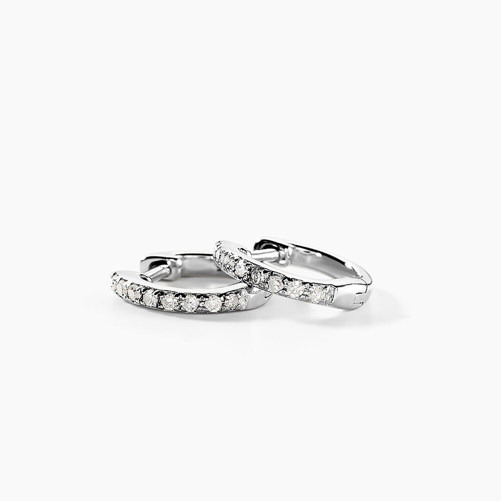 Mini Créoles Or Blanc Aryanna Diamants - Boucles d'oreilles créoles Femme | Histoire d’Or