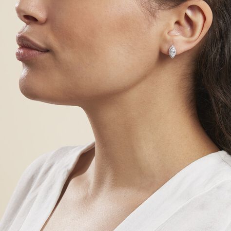 Boucles D'oreilles Puces Arone Argent Blanc Oxyde De Zirconium - Boucles d'oreilles fantaisie Femme | Histoire d’Or