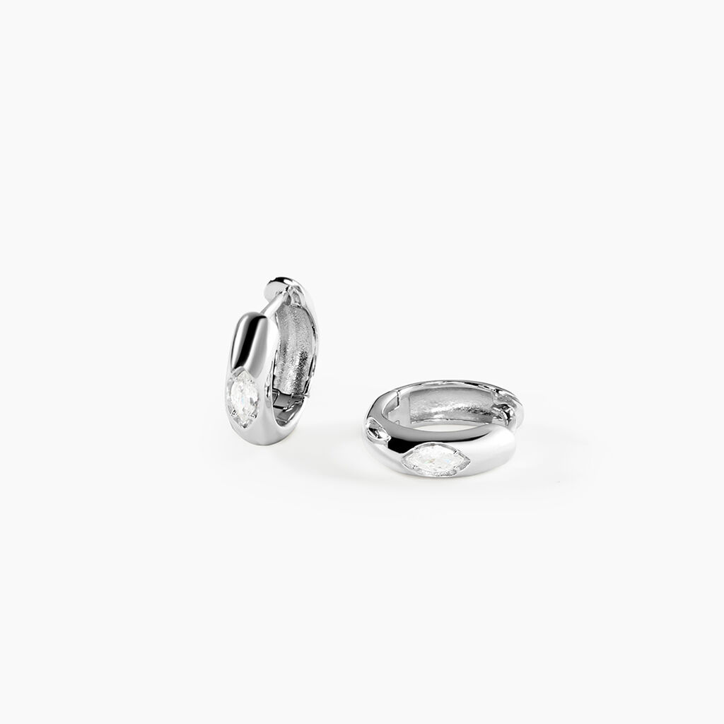 Cr&eacute;oles Huge Argent Blanc Oxyde De Zirconium - Boucles d'oreilles cr&eacute;oles Femme | Histoire d&rsquo;Or