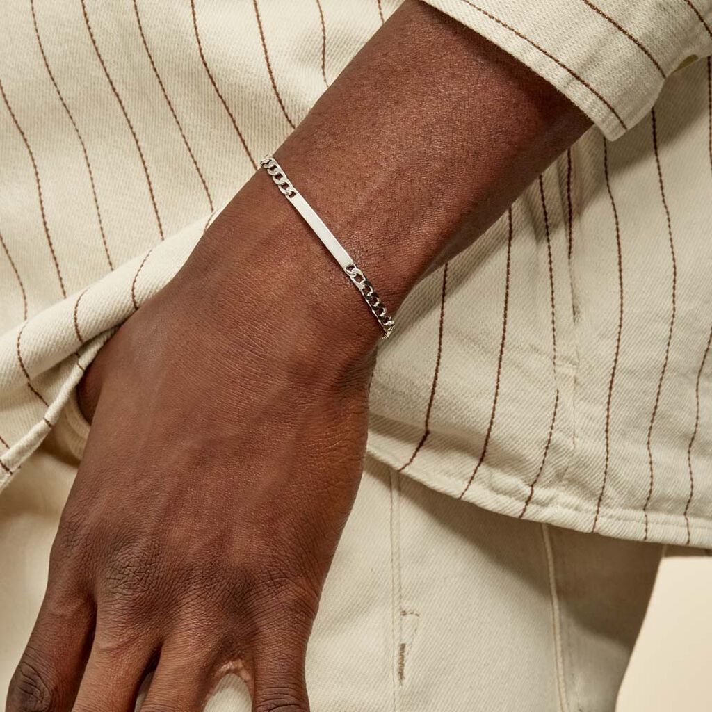 Bracelet Identité Argent Blanc Casper - Gourmettes Homme | Histoire d’Or