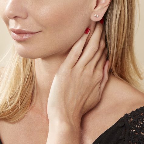 Boucles D'oreilles Puces Darina Noeud Or Jaune Oxyde De Zirconium - Clous d'oreilles Femme | Histoire d’Or