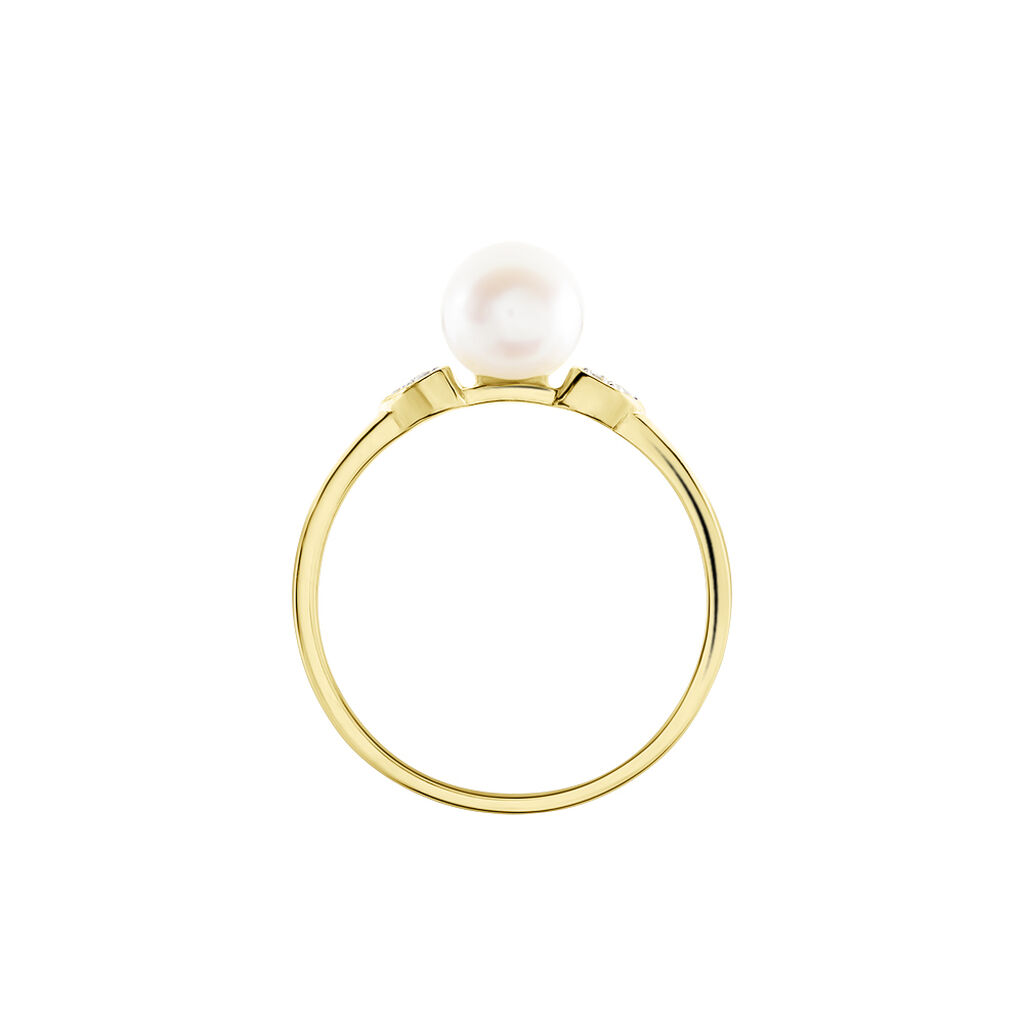 Bague Andromaque Or Jaune Perle De Culture Oxyde - Bagues avec pierre Femme | Histoire d’Or
