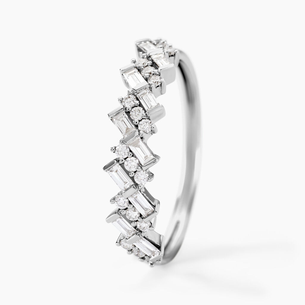 Alliance Zachary Or Blanc Diamant Synth&eacute;tique - Alliances Femme | Histoire d&rsquo;Or