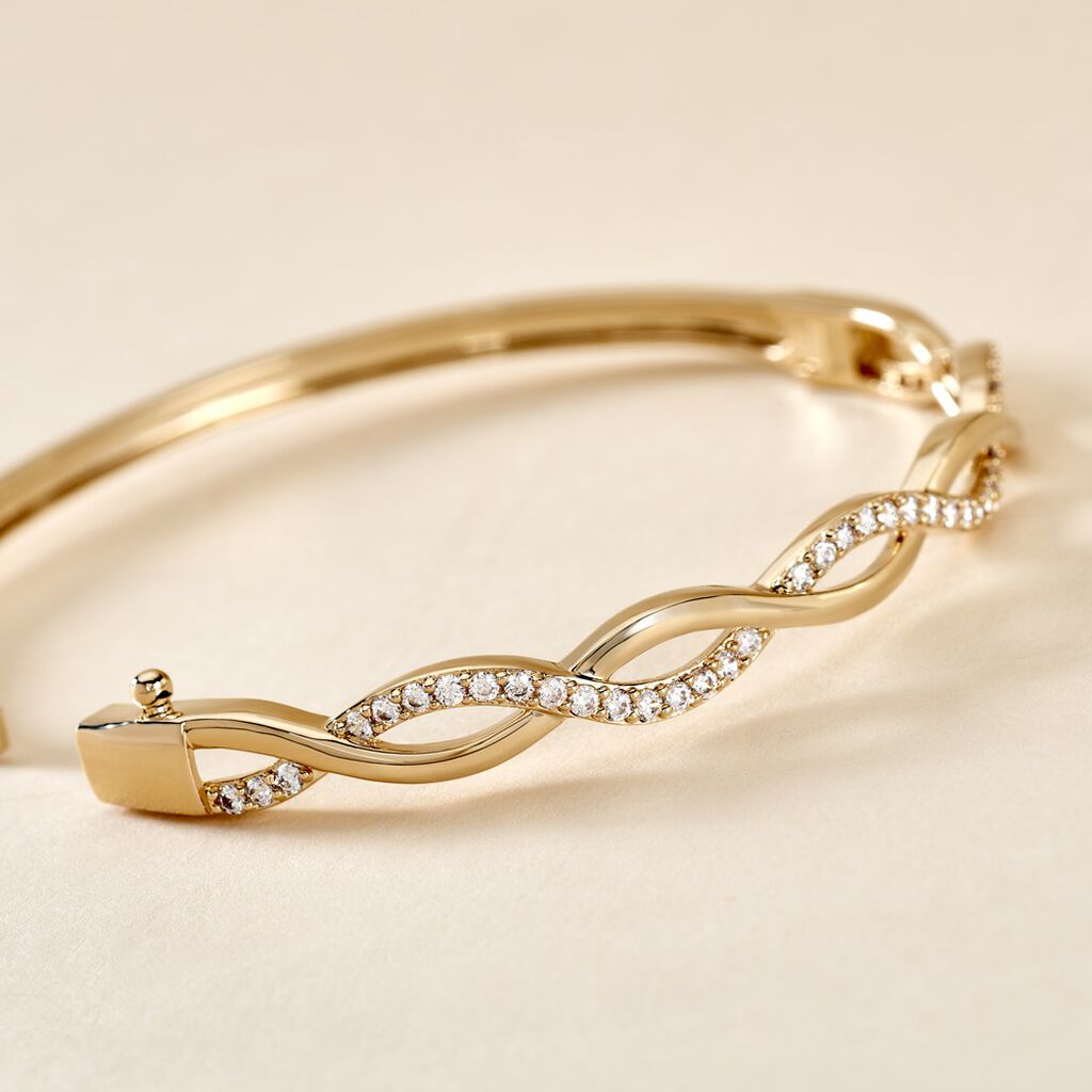 Bracelet Jonc Imae Plaqu&eacute; Or Jaune Oxyde De Zirconium - Bracelets joncs Femme | Histoire d&rsquo;Or