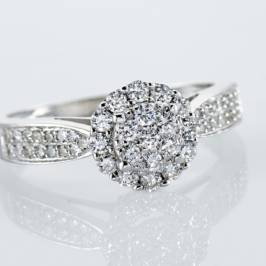Bague Chou Or Blanc Diamant - Bagues avec pierre Femme | Histoire d’Or