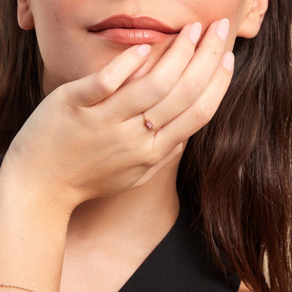 Bague Lipa Argent Rose Oxyde De Zirconium - Bagues solitaires Femme | Histoire d&rsquo;Or