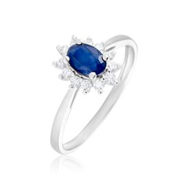 Bague Or Blanc Vladimir  Saphir Diamants - Bagues solitaires Femme | Histoire d’Or