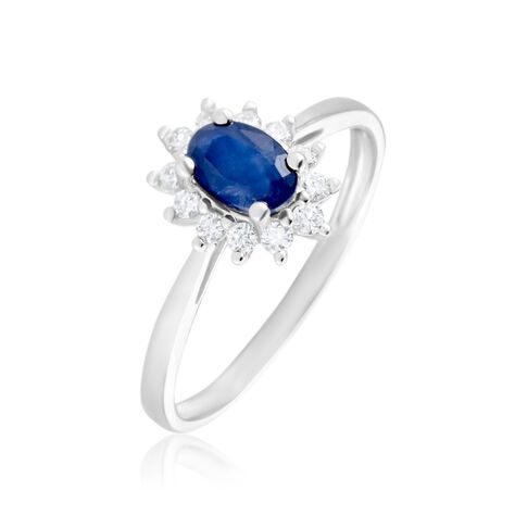 Bague Or Blanc Vladimir  Saphir Diamants - Bagues solitaires Femme | Histoire d’Or