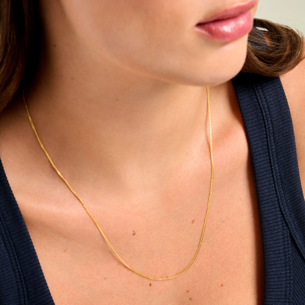 Chaine Ixia Maille Gourmette Diam Argent Dor&eacute; A L'Or 750/1000 - Chaines Unisex | Histoire d&rsquo;Or