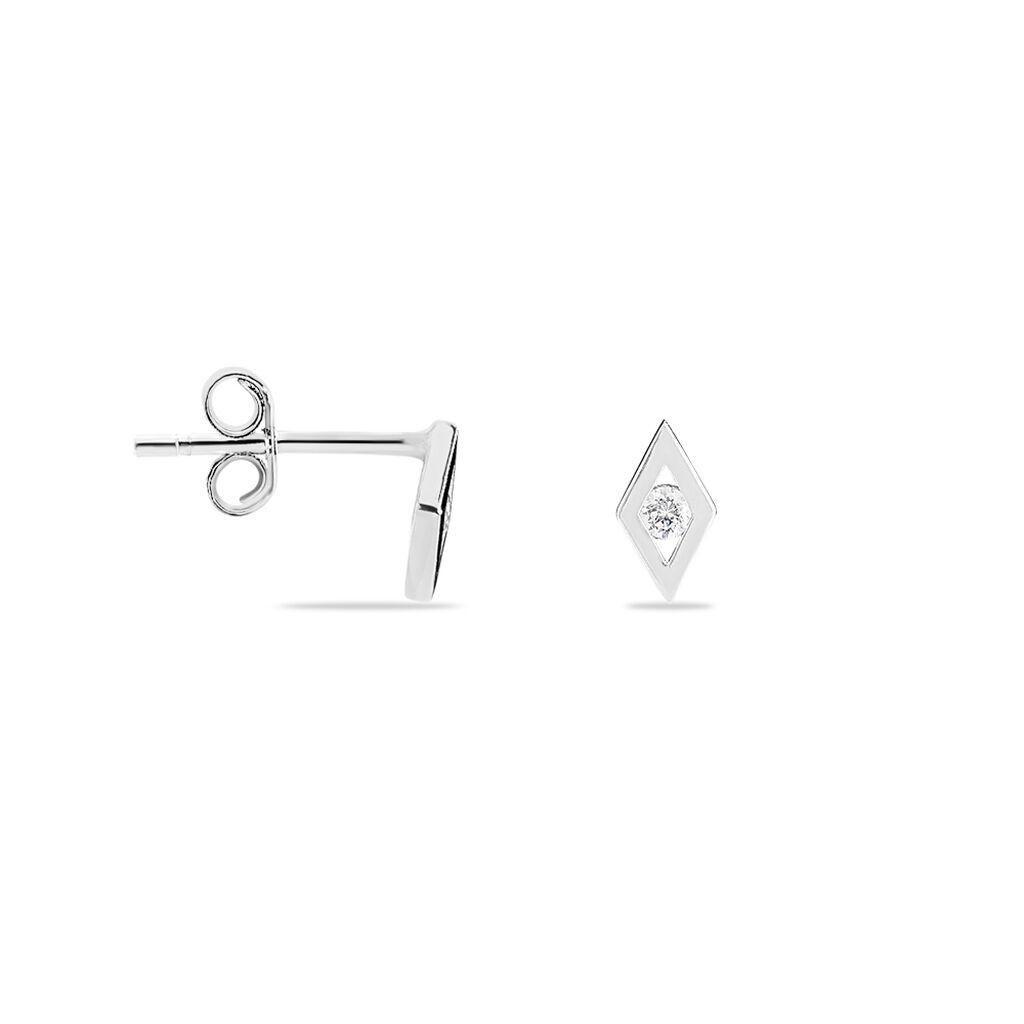 Boucles D'oreilles Puces Eirena Or Blanc Diamant - Clous d'oreilles Femme | Histoire d’Or