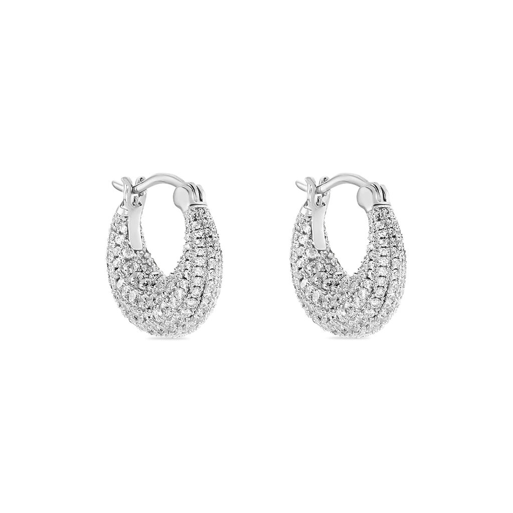 Cr&eacute;oles Sofia Argent Blanc Oxyde De Zirconium - Boucles d'oreilles cr&eacute;oles Femme | Histoire d&rsquo;Or
