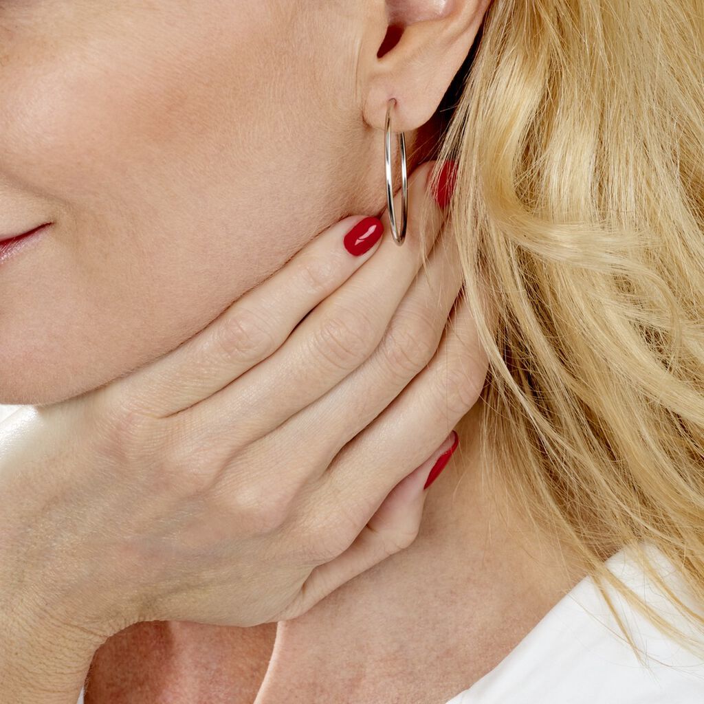 Créoles Valencina Or Blanc - Boucles d'oreilles créoles Femme | Histoire d’Or