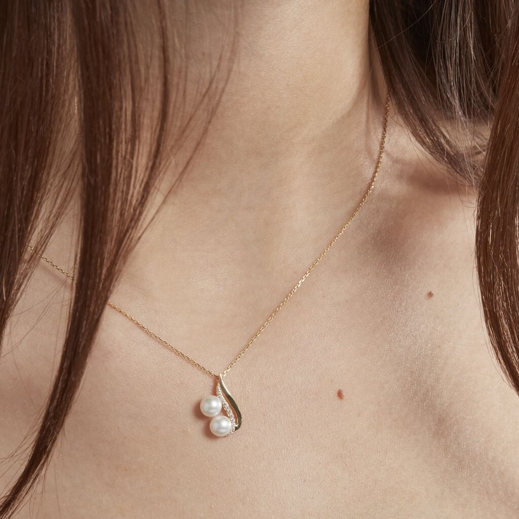 Collier Loeva Or Jaune Perle De Culture Et Oxyde De Zirconium - Colliers Femme | Histoire d’Or