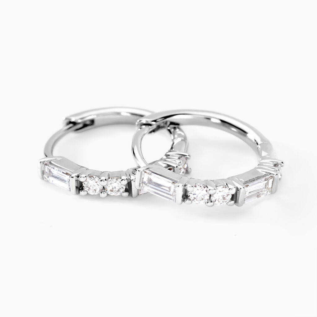 Créoles Taranis Or Blanc Diamant Synthétique - Boucles d'oreilles créoles Femme | Histoire d’Or