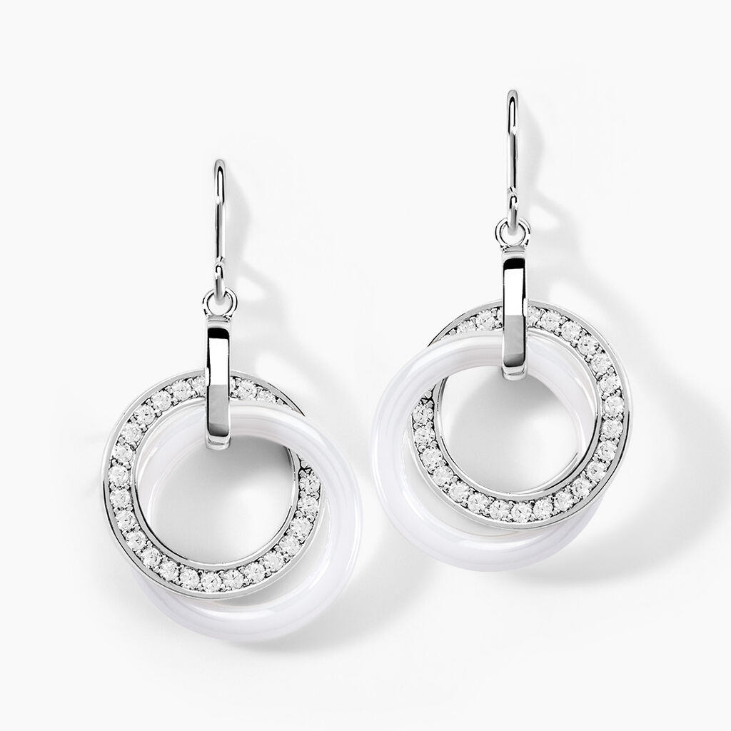 Boucles D'oreilles Pendantes Grizzel Argent Blanc Oxyde De Zirconium - Boucles d'oreilles pendantes Femme | Histoire d&rsquo;Or