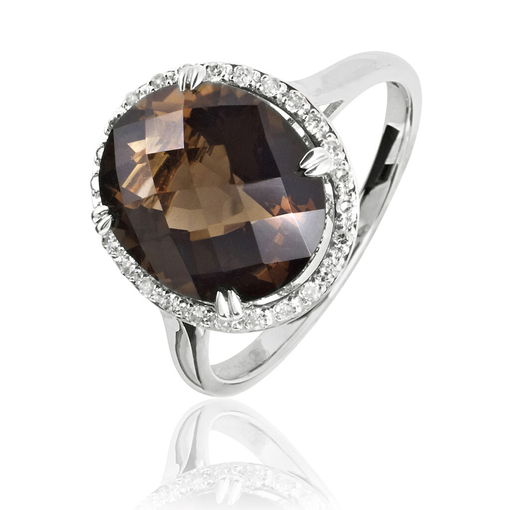 Bague Anna Or Blanc Quartz Et Diamant - Bagues solitaires Femme | Histoire d&rsquo;Or