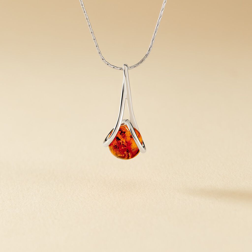 Collier Argent Blanc Simona Ambre - Colliers fantaisie Femme | Histoire d&rsquo;Or