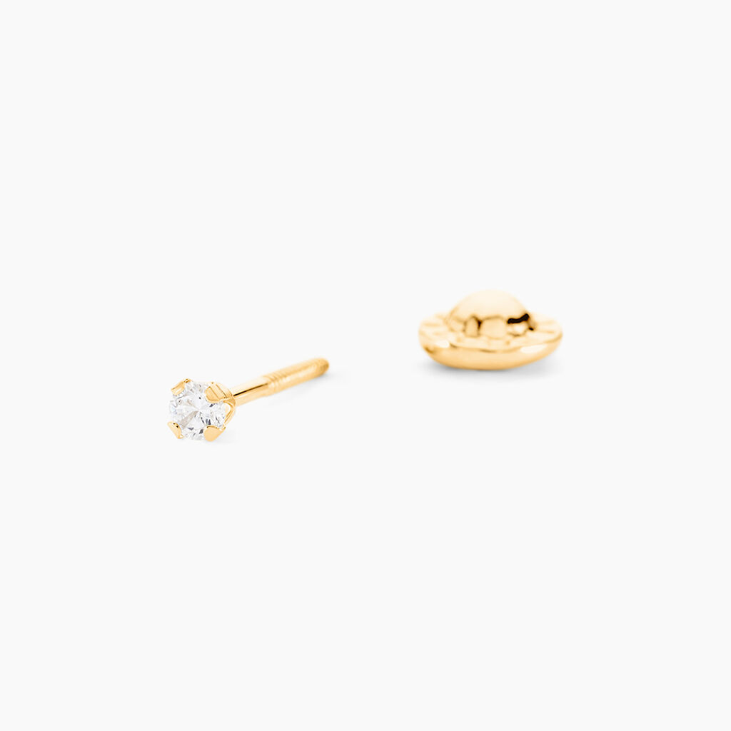 Boucles D'oreilles Puces Pepita Or Jaune Oxyde De Zirconium - Clous d'oreilles Famille | Histoire d’Or