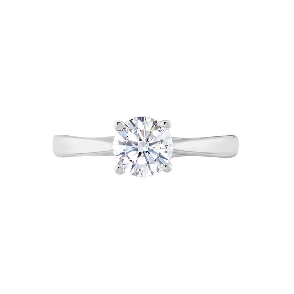 Bague Solitaire Fiona Or Blanc Diamant Synthetique - Bagues solitaires Femme | Histoire d’Or