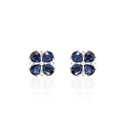 Boucles D'oreilles Puces Or Laura Blanc Saphir Et Diamant - Clous d'oreilles Femme | Histoire d’Or