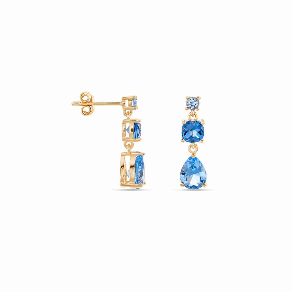 Boucles D'oreilles Pendantes Huffie Plaqué Or Jaune Pierre D'imitation - Boucles d'oreilles pendantes Femme | Histoire d’Or