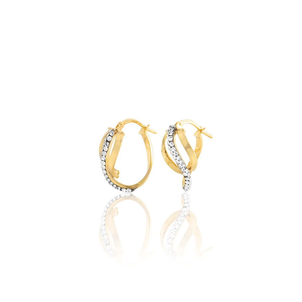 Créoles Mitica Or Jaune Strass - Boucles d'oreilles créoles Femme | Histoire d’Or