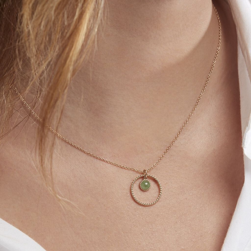 Collier Amalthea Plaqué Or Doré Aventurine Vert - Colliers fantaisie Femme | Histoire d’Or