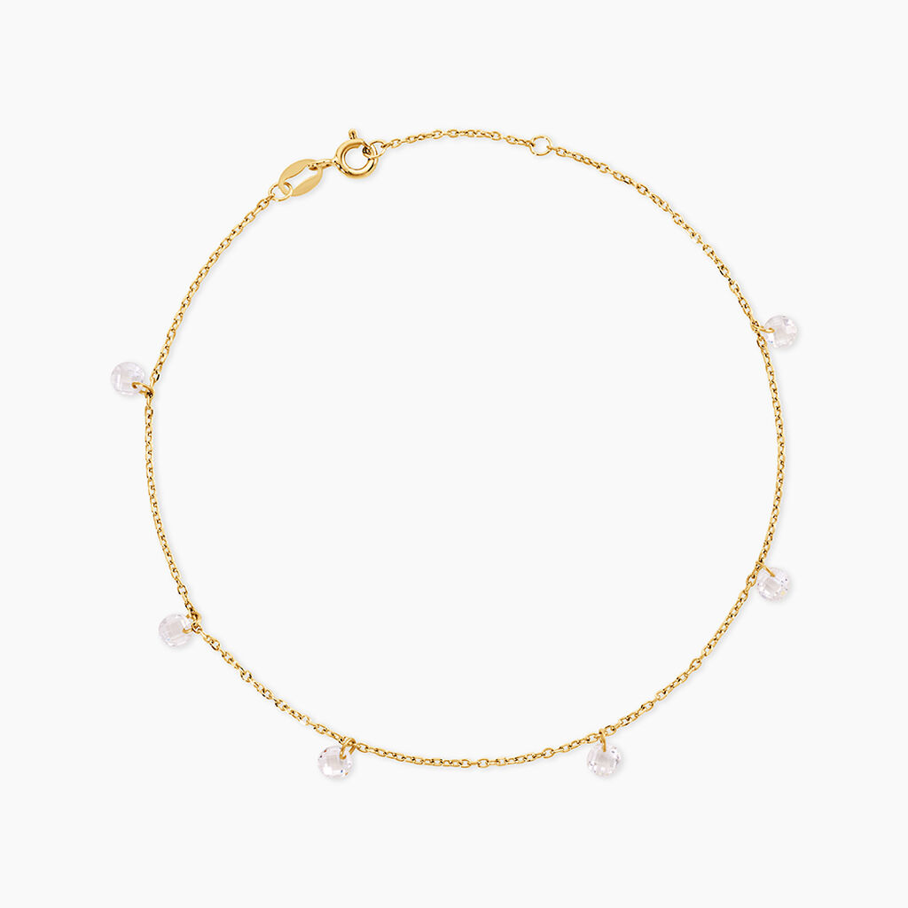 Cha&icirc;ne De Cheville Leucitica Argent Dor&eacute; A L'Or 750/1000 Oxyde De Zirconium - Cha&icirc;nes de cheville Femme | Histoire d&rsquo;Or