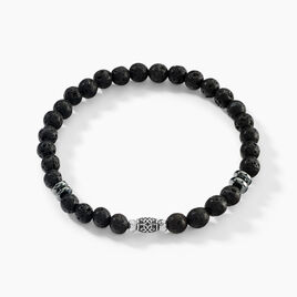 Bracelet Acier Hugueso Agates Noires - Bracelets fantaisie Homme | Histoire d’Or