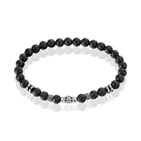 Bracelet Acier Hugueso Agates Noires - Bracelets Homme | Histoire d’Or