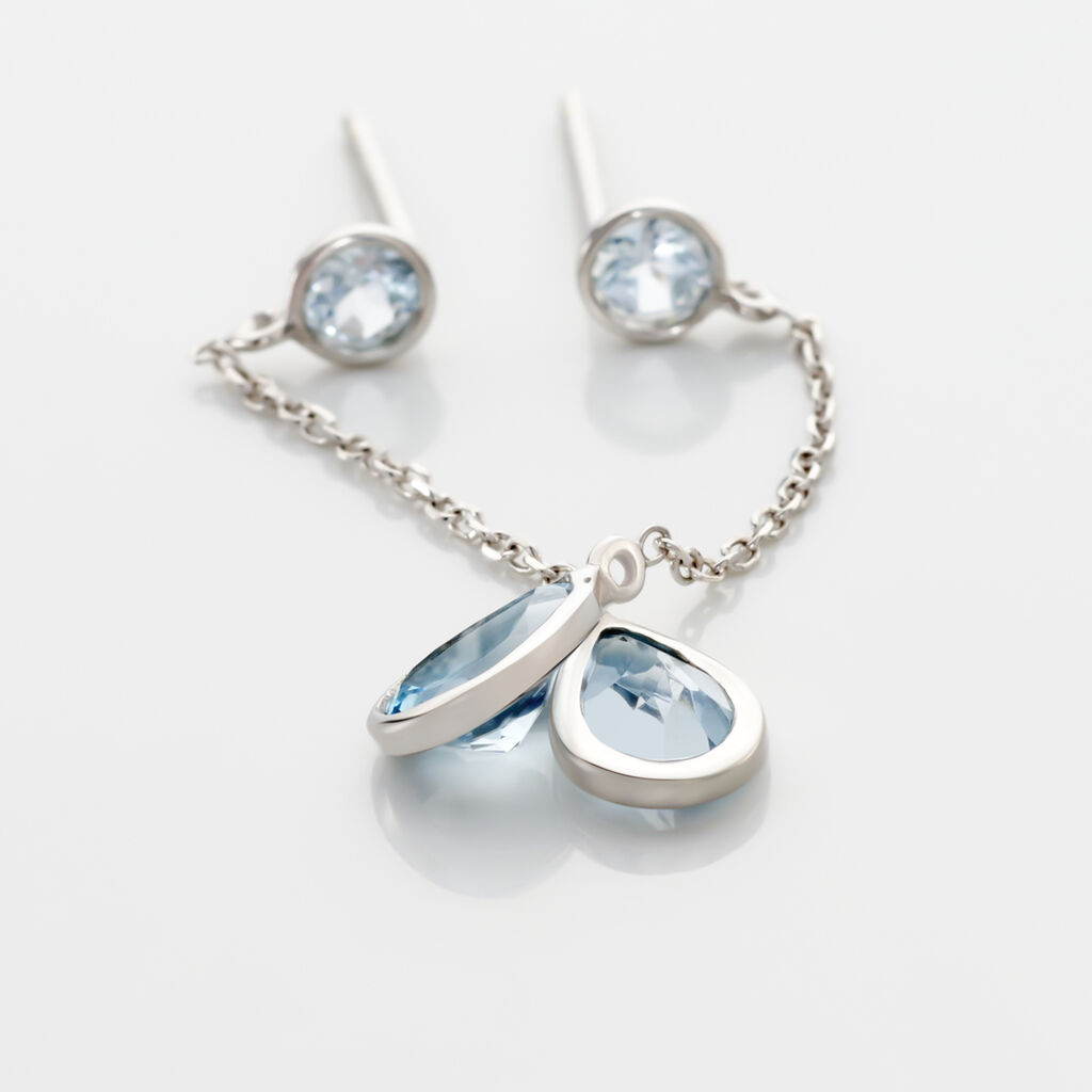 Boucles D'oreilles Pendantes Brenda Or Blanc Topaze - Boucles d'oreilles pendantes Femme | Histoire d&rsquo;Or