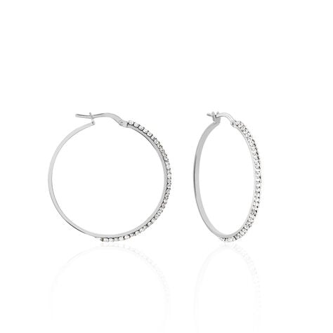 Cr&eacute;oles Sandrine Or Blanc Strass - Boucles d'oreilles empierr&eacute;es Femme | Histoire d&rsquo;Or