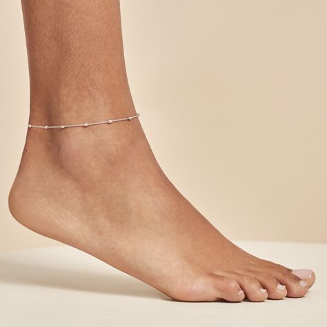 Chaîne De Cheville Millia Argent Blanc - Chaînes de cheville Femme | Histoire d’Or
