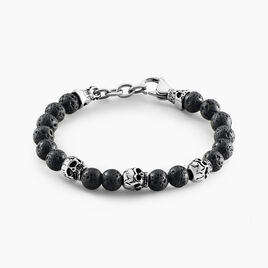 Bracelet Acier Blanc Hantz Pierre De Lave - Bracelets fantaisie Homme | Histoire d’Or