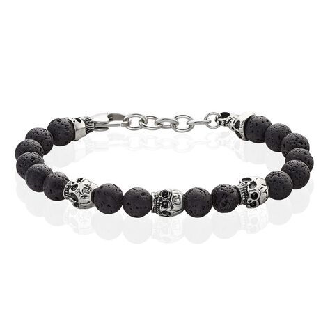 Bracelet Acier Blanc Hantz Pierre De Lave - Bracelets fantaisie Homme | Histoire d’Or