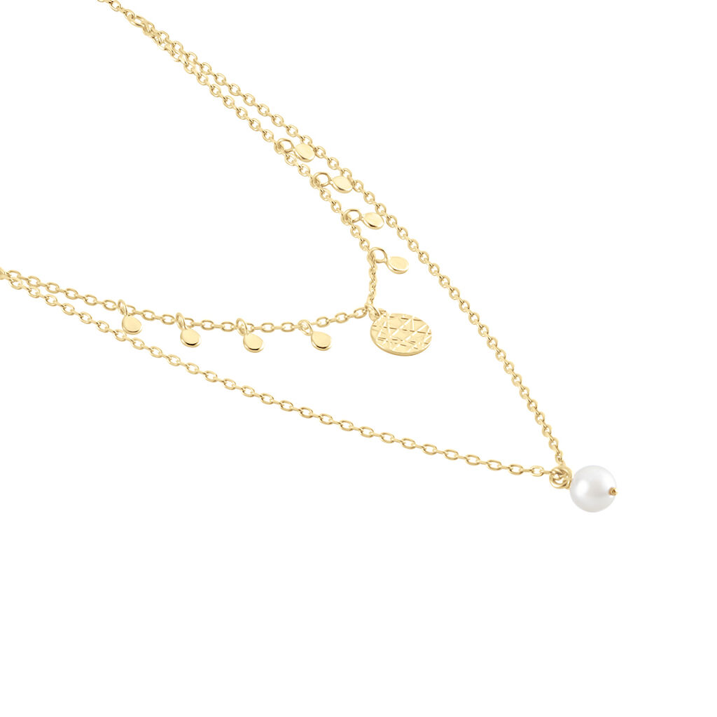 Collier Plaqué Or Jaune Aglaya Perle D'imitation - Colliers doubles et triples chaînes Femme | Histoire d’Or