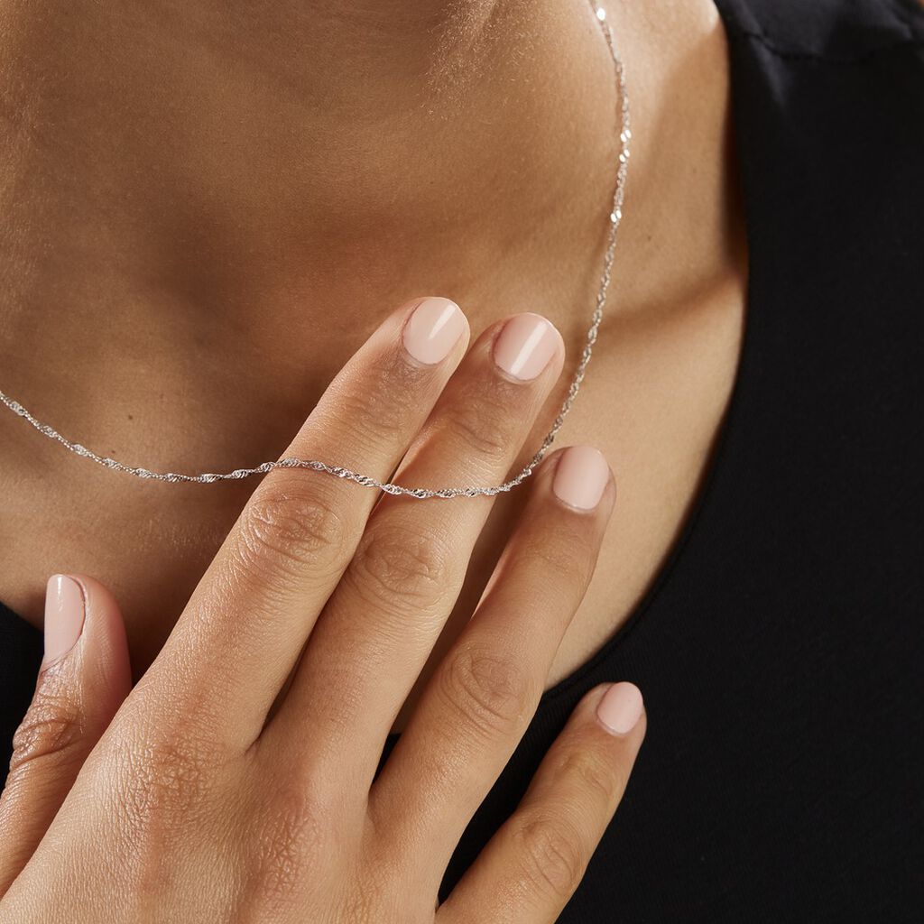 Chaîne Imanie Maille Singapour Or Blanc - Chaines Femme | Histoire d’Or