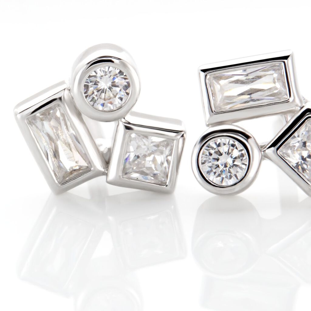 Boucles D'oreilles Puces Argent Duredle Oxydes De Zirconium - Boucles d'oreilles fantaisie Femme | Histoire d’Or