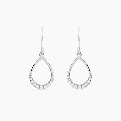 Boucles D'oreilles Pendantes Nicole Argent Blanc Oxyde De Zirconium - Boucles d'oreilles fantaisie Femme | Histoire d’Or