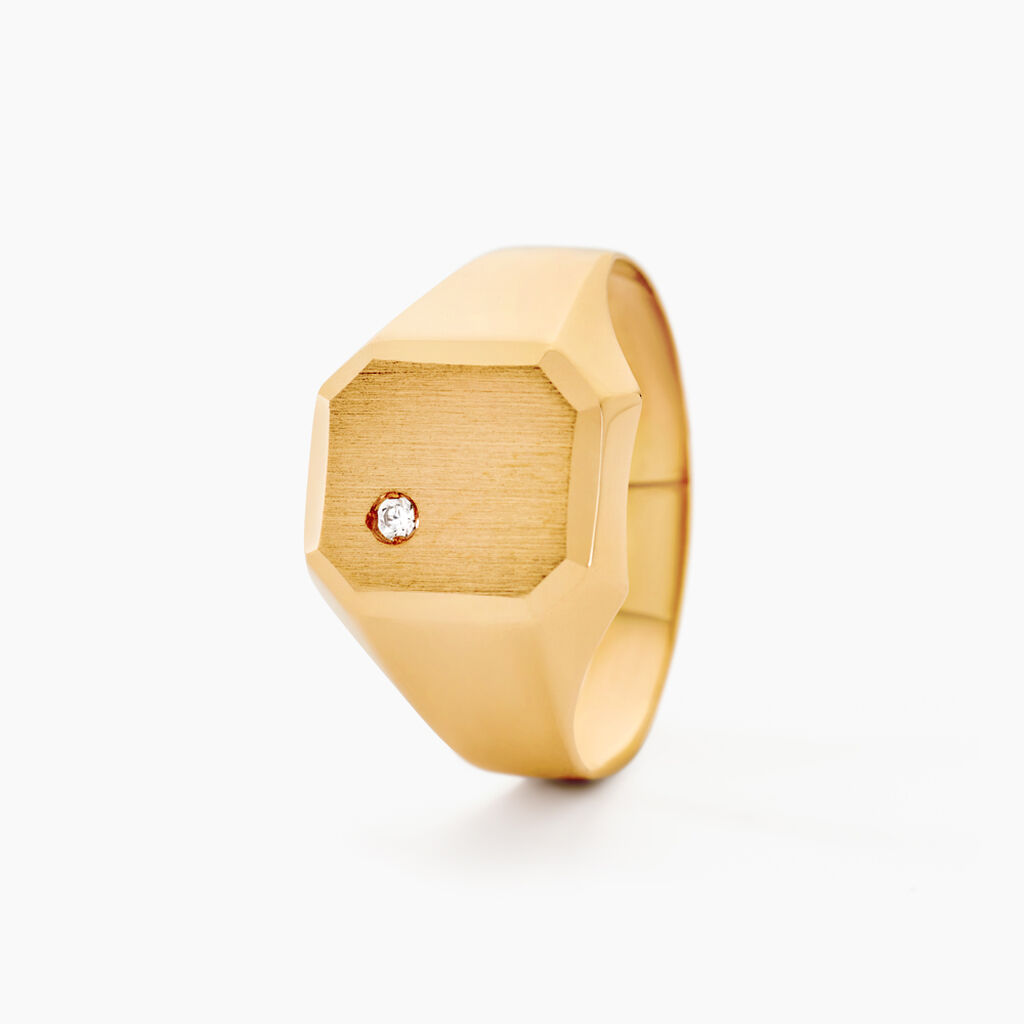 Chevali&egrave;re Malcolm Carree Or Jaune Oxyde De Zirconium - Bagues solitaires Homme | Histoire d&rsquo;Or