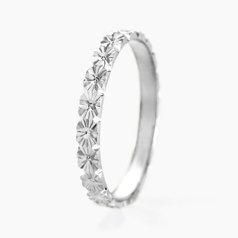 Alliance Fleur Diamantee Ruban Plat Or Blanc - Alliances Femme | Histoire d’Or