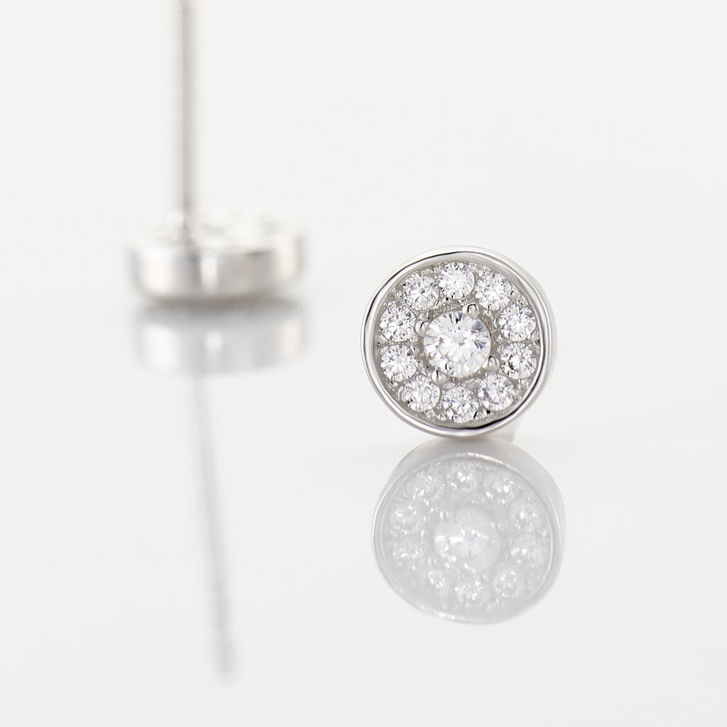 Boucles D'oreilles Puces Auxana Argent Blanc Oxyde De Zirconium - Boucles d'oreilles fantaisie Femme | Histoire d&rsquo;Or