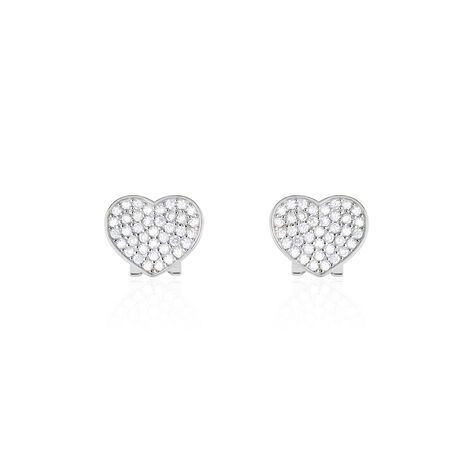 Boucles D'oreilles Puces Darwin Argent Blanc Oxyde - Boucles d'oreilles fantaisie Femme | Histoire d’Or